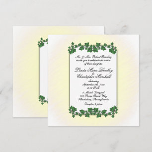 Green Leaves and Yellow Cream Wedding Invitation