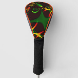 Green leaves and yellow fire-coloured curves golf head cover