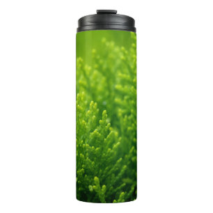 Green leaves background thermal tumbler