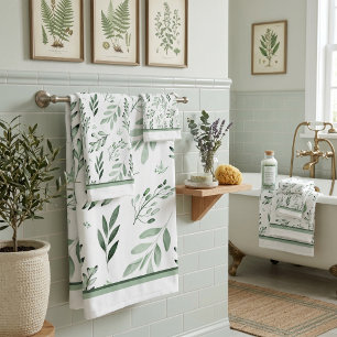 Green leaves  bath towel set