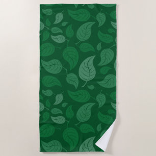 Green leaves beach towel