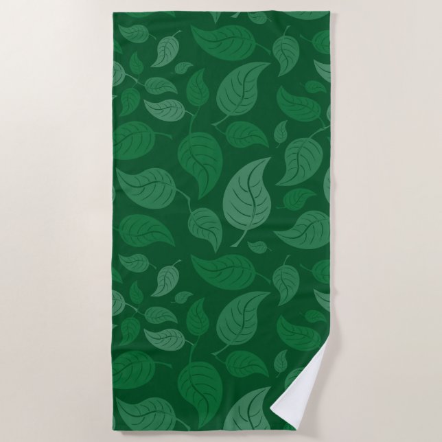 Green leaves beach towel (Front)