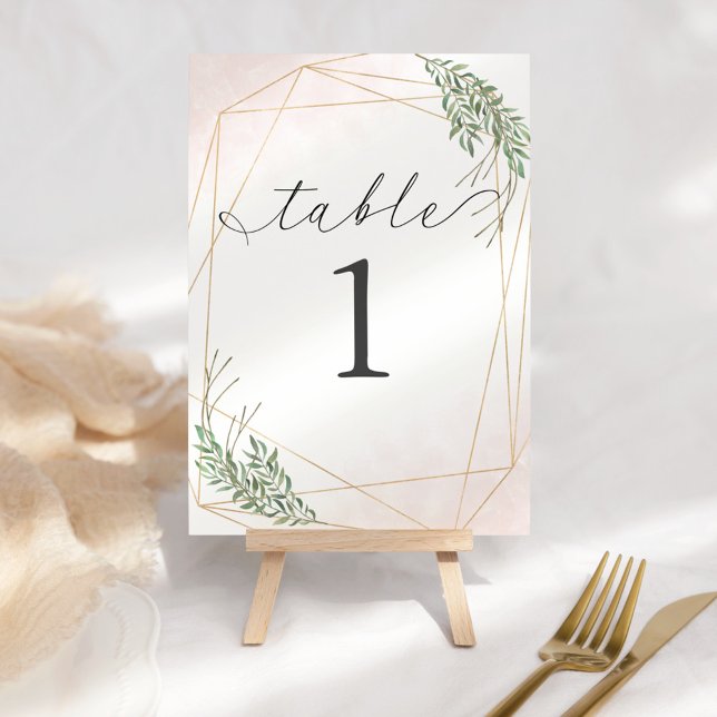 Green Leaves & Blush Table Number (Creator Uploaded)