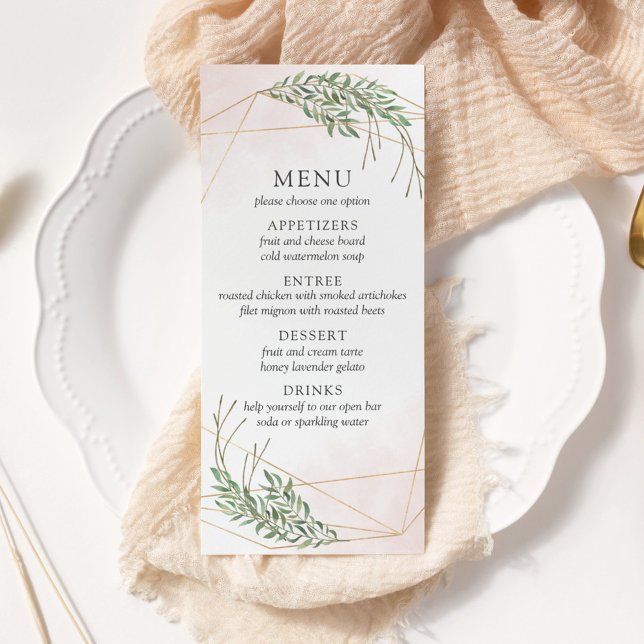 Green Leaves & Blush Wedding Menu (Creator Uploaded)