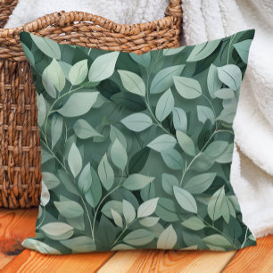 Green Leaves Botanical Greenery Nature Decor Cushion
