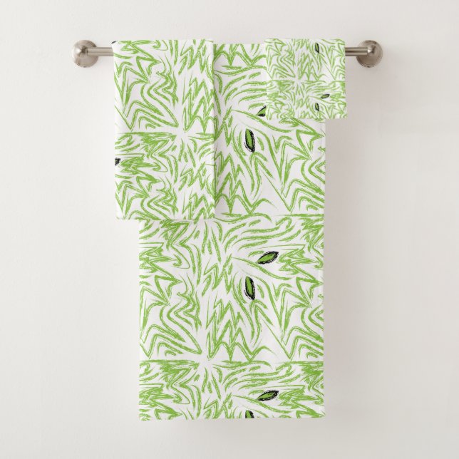 Green Leaves Botanical Nature Bath Towel Set (Insitu)