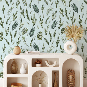 Green Leaves Botanical Pattern Wallpaper