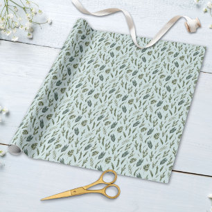 Green Leaves Botanical Pattern Wrapping Paper