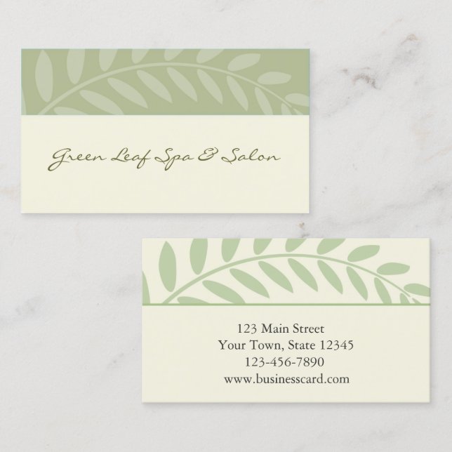 Green Leaves, Branch Border Business Card (Front/Back)