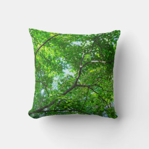 Green Leaves, Branches and Blue Sky Cushion
