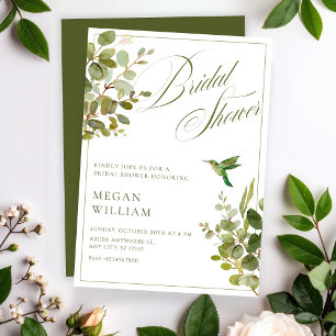 Green leaves bridal shower invitation