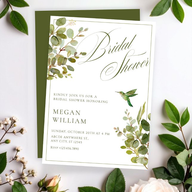Green leaves bridal shower invitation (Creator Uploaded)