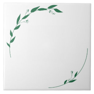 Green Leaves & Buds Ceramic Tile