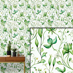 Green Leaves, Buds & Vine Wallpaper
