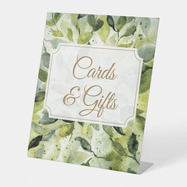 Green Leaves Cards and Gifts Botanical Pedestal Sign (Front)