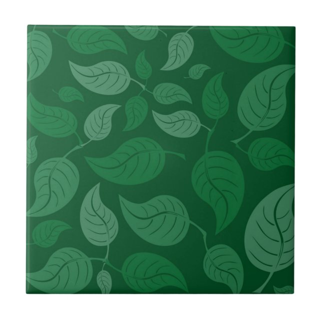 Green leaves ceramic tile (Front)