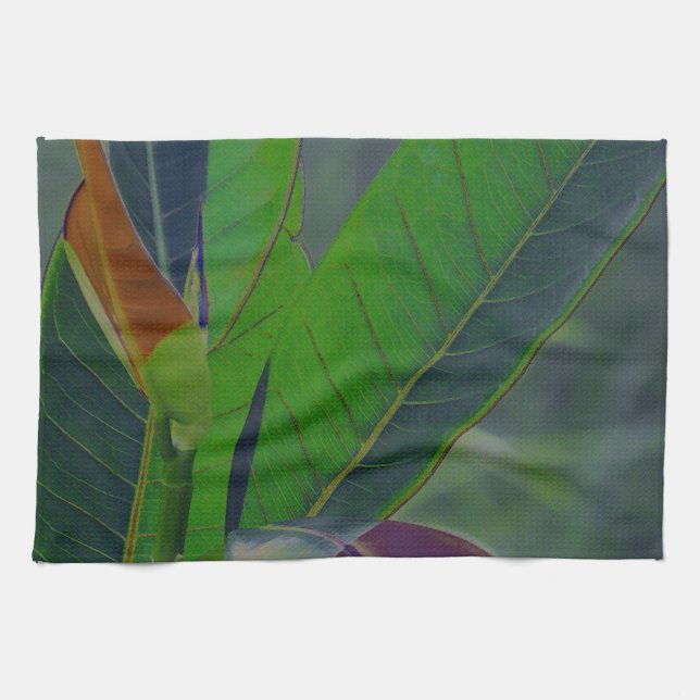 Green Leaves Close-Up Tea Towel (Horizontal)