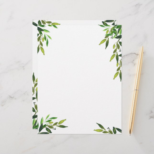 Green Leaves Custom Letterhead (Front/Back In Situ)