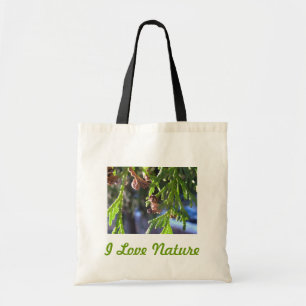 green leaves, cypress, seeds tote bag