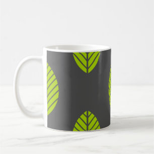 Green leaves dark coffee mug