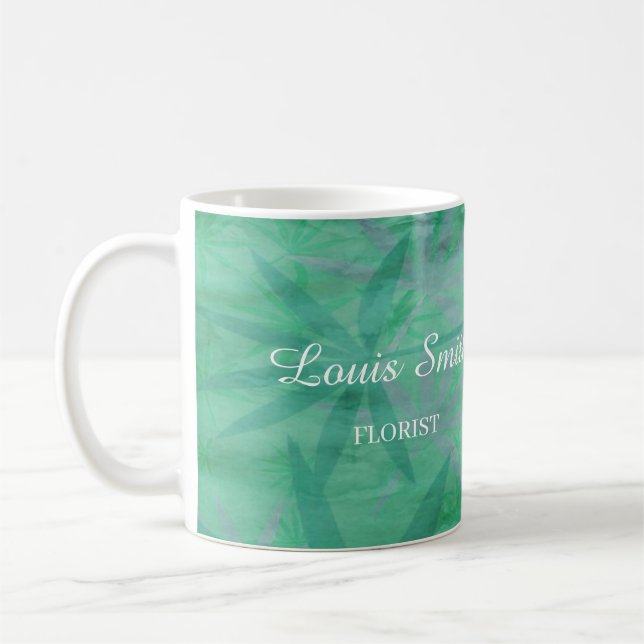 Green leaves decorative coffee mug (Left)
