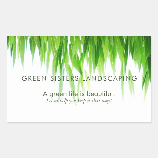 Green Leaves Earth Friendly Design Rectangular Sticker (Front)
