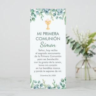 Green Leaves First Communion Bookmark in Spanish
