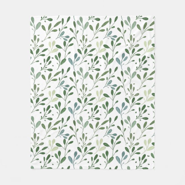 Green leaves fleece blanket (Front)