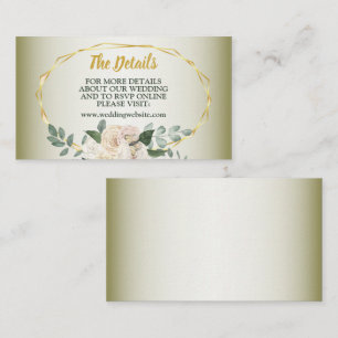 Green Leaves Floral Gold Geometric Wedding Detail Enclosure Card