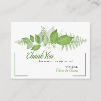 Green Leaves Foliage Botanical Thank You Enclosure Card