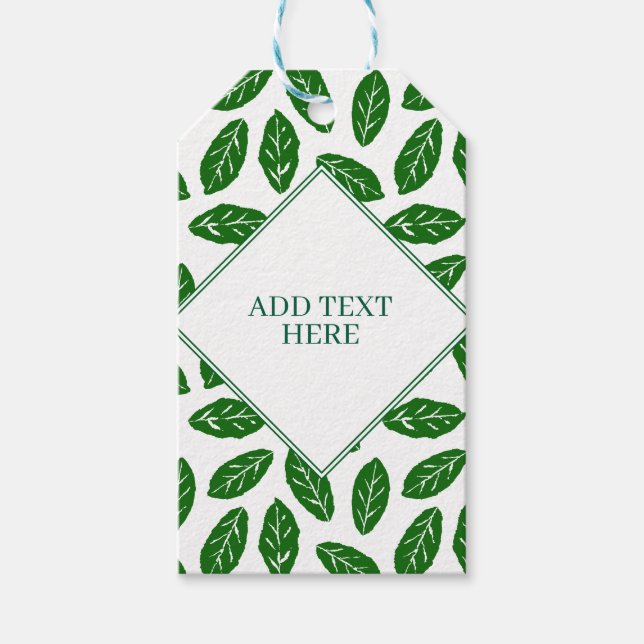 Green Leaves Foliage Pattern Gift Tags (Front)