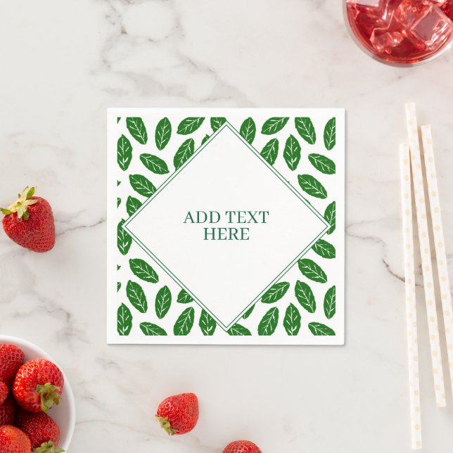 Green Leaves Foliage Pattern Napkin (Insitu)