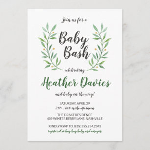 Green Leaves Gender Neutral Baby Shower Invitation