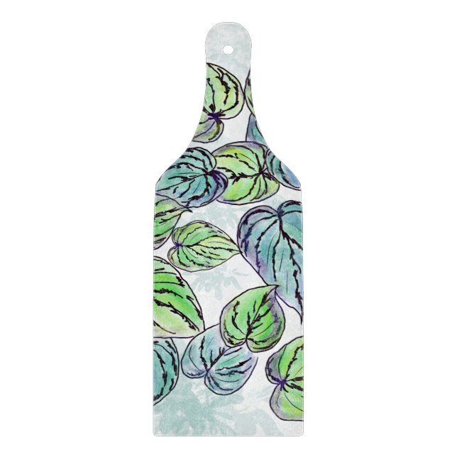 Green Leaves Glass Cutting Board (Front)