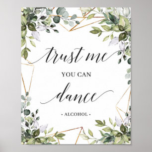 Green leaves gold boho trust me you ca dance sign