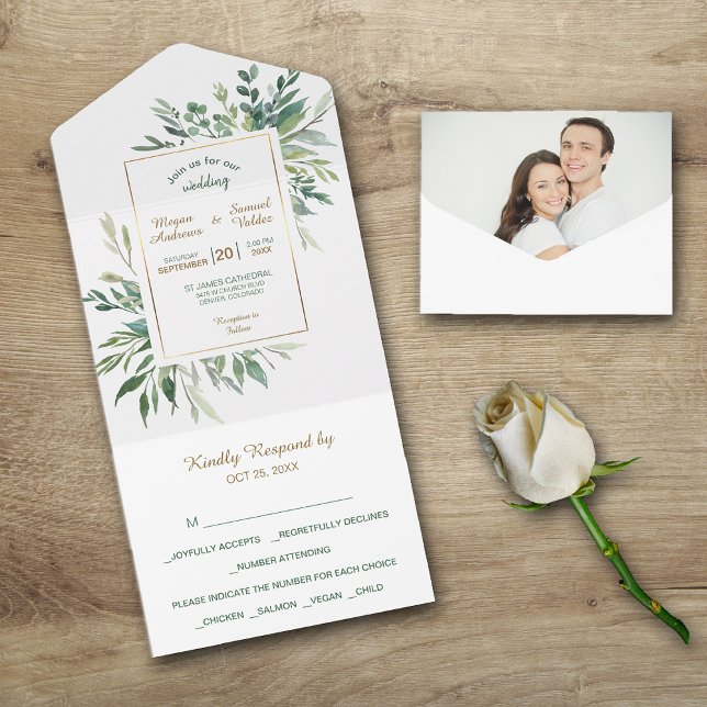 Green Leaves Gold Frame Photo Template All in One  (Creator Uploaded)