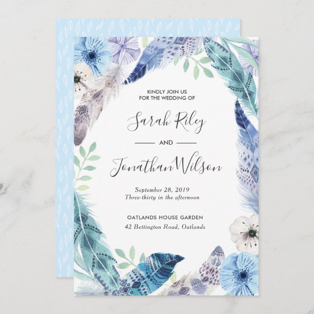 Green leaves gold Terrarium Wedding invitation (Front/Back)
