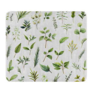 Green Leaves Herbarium Cutting Board