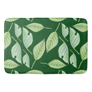 Green Leaves Illustration Custom Bath Mat