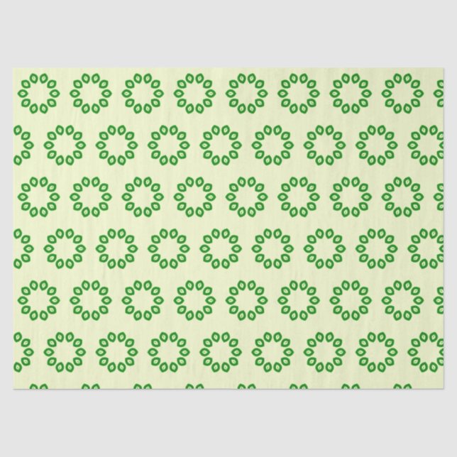 Green leaves in a circle on yellow  tissue paper (Front)