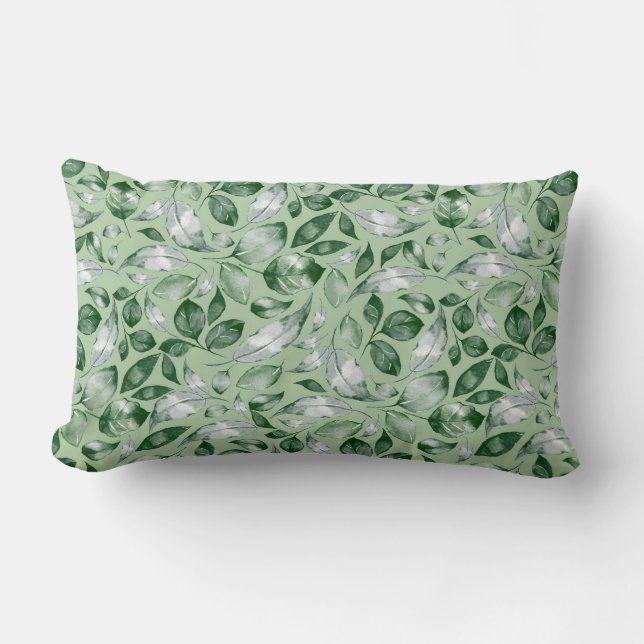 Green leaves lumbar cushion (Front)