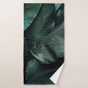 GREEN LEAVES MACRO PHOTOGRAPHY BATH TOWEL