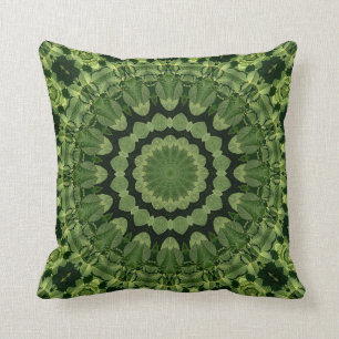 Green Leaves Mandala Cushion