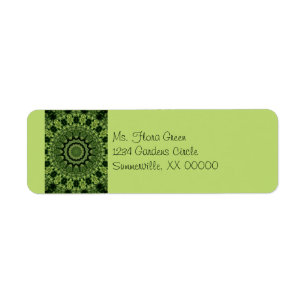 Green Leaves Mandala Return Address Label