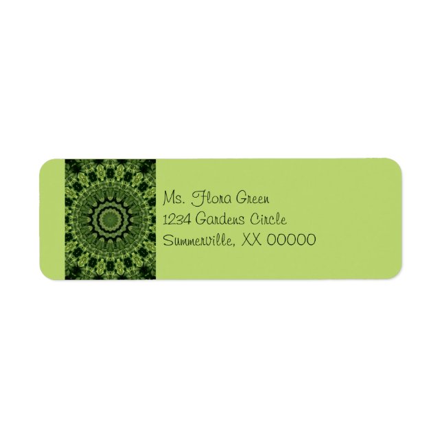 Green Leaves Mandala Return Address Label (Front)