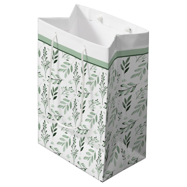 Green leaves  medium gift bag (Front Angled)