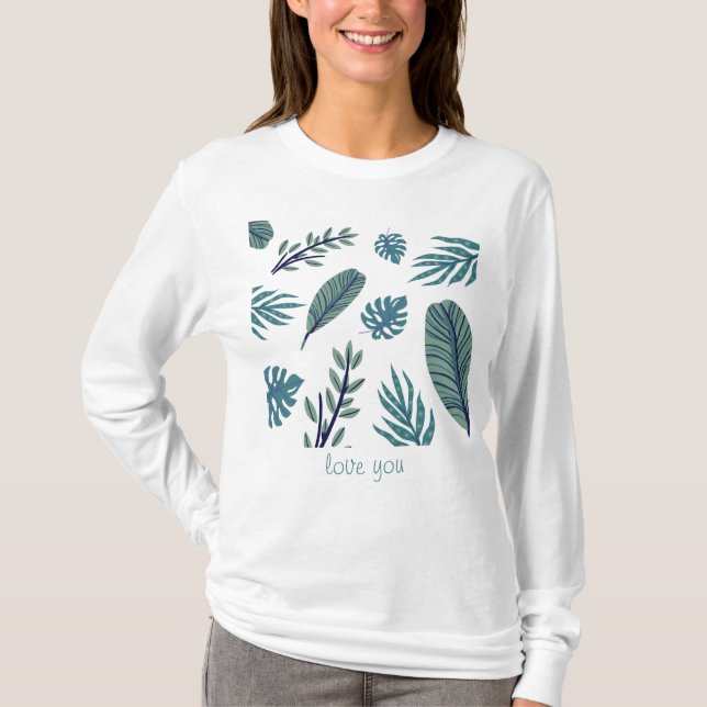 Green leaves modern shirt (Front)