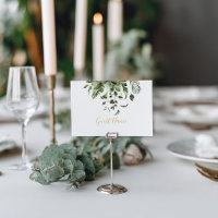 Green leaves name place card