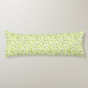 Green Leaves Nature Print, Plant Leaf Pattern Body Cushion