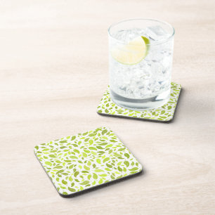 Green Leaves Nature Print, Plant Leaf Pattern Coaster